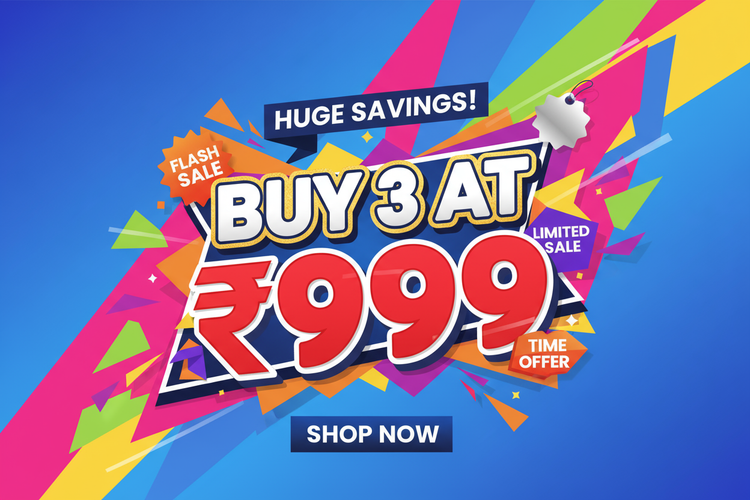 Buy 3 at ₹999 Sale Banner