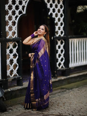 Royal Purple Organza Silk Saree | Elegant Zari Border Saree for Women | Party & Festive Wear