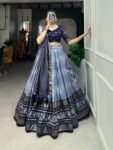 Navy Blue & Grey Lehenga Choli with Dupatta – Elegant Festive & Wedding Wear
