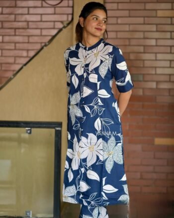 Cotton Printed Kurti with Pants Set – Modern Floral & Ethnic Daily Wear
