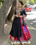 Multicolor Gujarati Mirror Work Lehenga Choli with Black Dupatta – Navratri Special